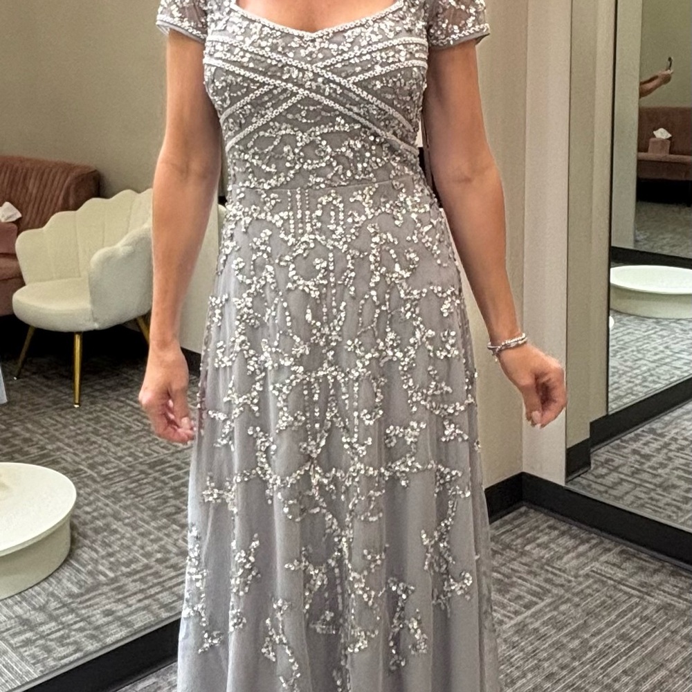 Adrianna Papell Silver Embellished Dress - new with tags